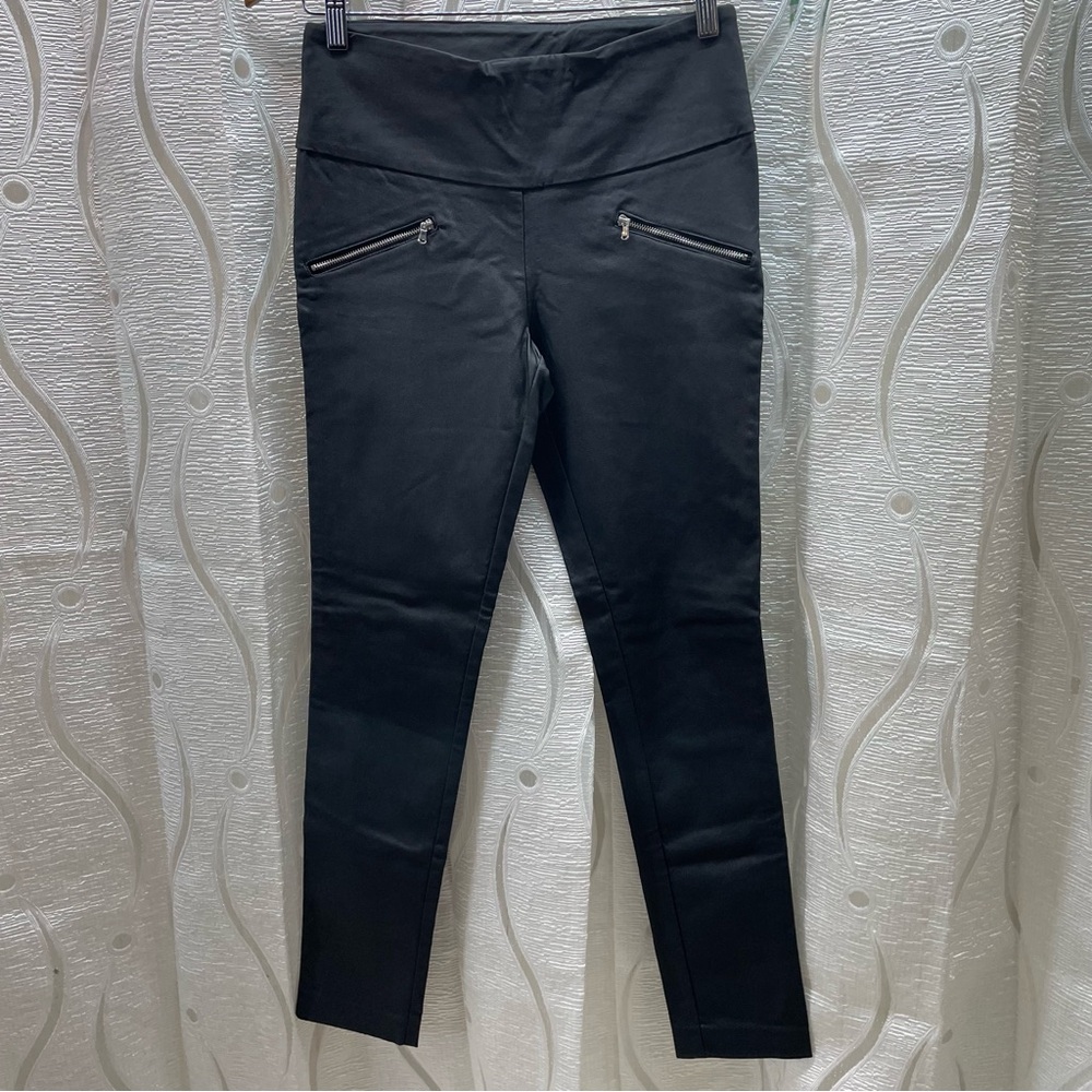 Le‎ Chateau Skinny Pants Women 4 Black Zipper Detail High Rise Stretch